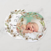水彩の繊細な秋のリース 新生児 シーズンカード (正面/裏面)
