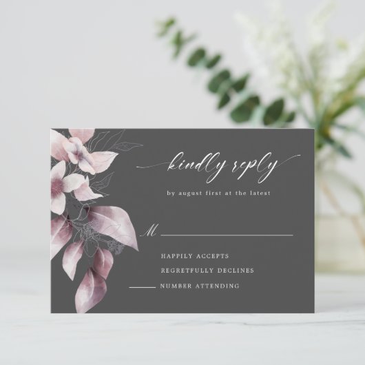 水彩の美しい秋の花のRSVPカード 出欠カード (スタンド正面)