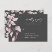 水彩の美しい秋の花のRSVPカード 出欠カード (正面/裏面)