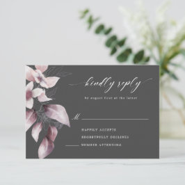 水彩の美しい秋の花のRSVPカード 出欠カード