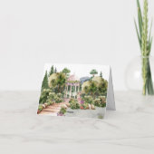 水彩の美的グリーンガーデンエレガント カード (裏面)