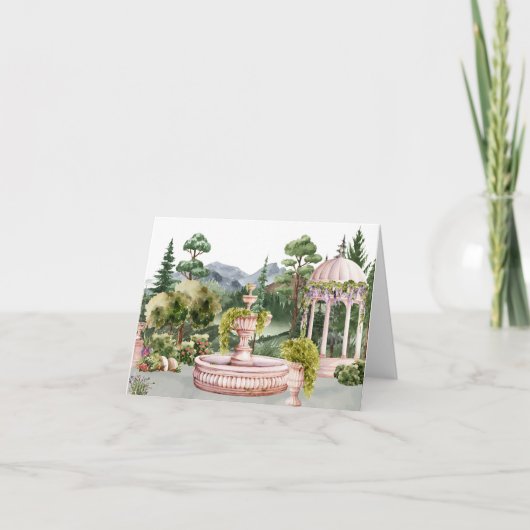 水彩の美的グリーンガーデンエレガント カード (正面)