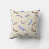 水彩の羽と葉枝のパターン クッション (裏面)