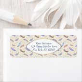 水彩の羽と葉枝のパターン ラベル (インサイチュ)