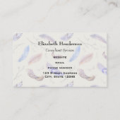 水彩の羽と葉枝のパターン 名刺 (裏面)