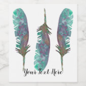 水彩の羽毛　パーソナライズ ワインボトルラベル ワインラベル (シングルラベル)