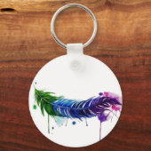 水彩の羽絵を描根 キーホルダー (正面)
