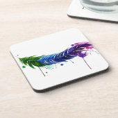水彩の羽絵を描根 コースター (左側)