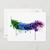 水彩の羽絵を描根 ポストカード (正面/裏面)