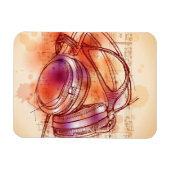 水彩の背景とノートにヘッドフォン マグネット (横)