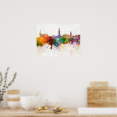 水彩の背景にブルーズのスカイライン ポスター (キッチン)