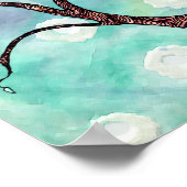 水彩の背景を持つベラムの木 ポスター (角)