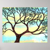 水彩の背景を持つベラムの木 ポスター (正面)
