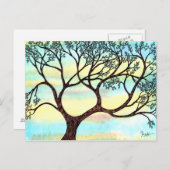 水彩の背景を持つベラムの木 ポストカード (正面/裏面)