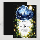 水彩の至福の森の誕生日 招待状 (正面/裏面)