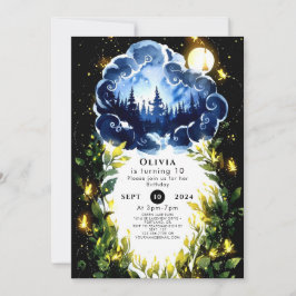 水彩の至福の森の誕生日 招待状