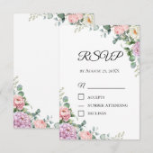 水彩の芍薬とユーカリの出欠確認カード | 春 出欠カード (正面/裏面)