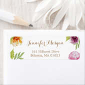 水彩の芍薬の花　シンプルにアールデコを飾る ラベル (インサイチュ)