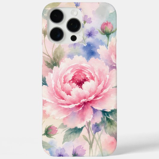 水彩の芍薬の花 Case-Mate iPhoneケース (裏面)