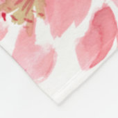 水彩の芍薬 グリーン筆記体 オーダーネーム フリースブランケット (角)