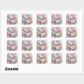 水彩の花々 パステルカラー スクエアシール (シート)
