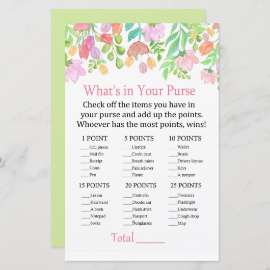 水彩の花あなたの財布のゲームの中に何がある (正面/裏面)