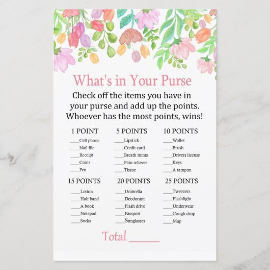 水彩の花あなたの財布のゲームの中に何がある (正面)