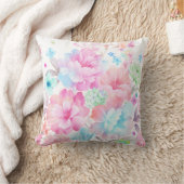 水彩の花が咲き乱れる枕 クッション (ブランケット)