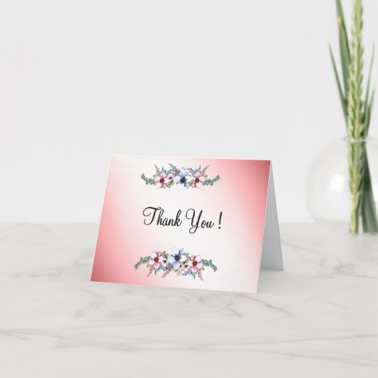 水彩の花が輝く　ありがとう　中面無地 サンキューカード (正面)