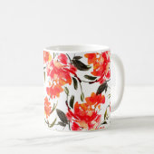 水彩の花で継ぎ目のない模様。ハンドドラ コーヒーマグカップ (正面右)