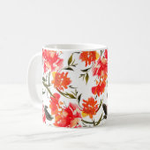 水彩の花で継ぎ目のない模様。ハンドドラ コーヒーマグカップ (正面左)
