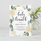 水彩の花とグリッター赤ちゃんシャワーブランチ 招待状 (スタンド正面)