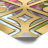 水彩の花とシベリアのハスキーの子犬 ポスター (角)