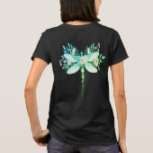 水彩の花とトンボのアートTシャツ - ボタニカ Tシャツ (裏面)