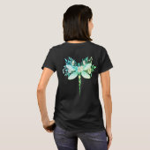 水彩の花とトンボのアートTシャツ - ボタニカ Tシャツ (裏面フル)