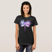水彩の花とトンボのアートTシャツ - ボタニカ Tシャツ (正面フル)