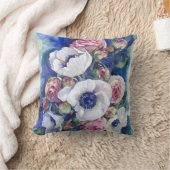 水彩の花とネモンバライラストレーション流 クッション (ブランケット)