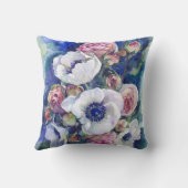 水彩の花とネモンバライラストレーション流 クッション (裏面)