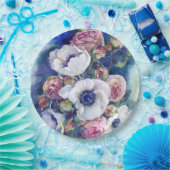 水彩の花とネモンバライラストレーション流 ペーパープレート (パーティー)