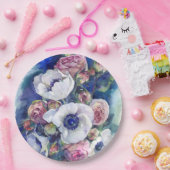 水彩の花とネモンバライラストレーション流 ペーパープレート (パーティー)