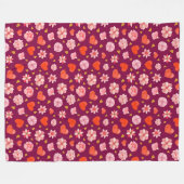 水彩の花とハート フリースブランケット (正面(横))