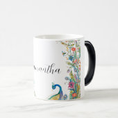 水彩の花とピーコックのフレーム モーフィングマグカップ (正面右)