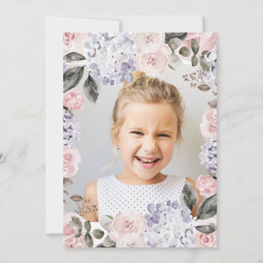 水彩の花と写真初の聖餐式 招待状 (裏面)