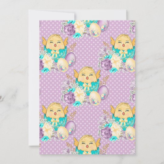 水彩の花と可愛いシック1歳の誕生日 招待状 (裏面)