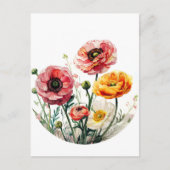 水彩の花と後交配 ポストカード (正面)