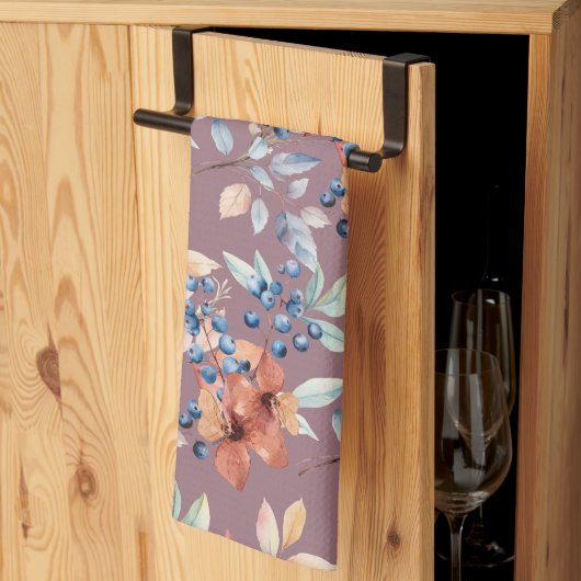 水彩の花と果実 キッチンタオル (三つ折り)