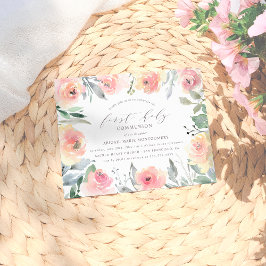 水彩の花と葉の聖餐式 インビテーションポストカード