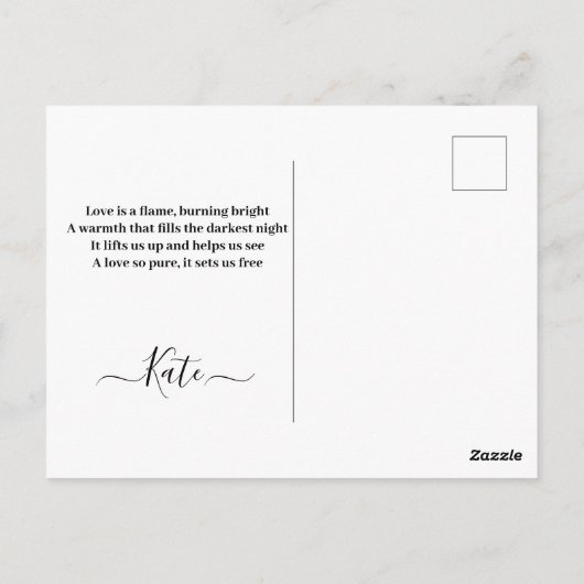 水彩の花と蝶のハートのカード ポストカード (裏面)