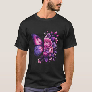 水彩の花と蝶 Tシャツ