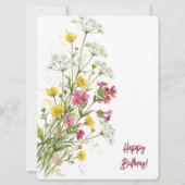 水彩の花と野の花の誕生日お祝い シーズンカード (正面)